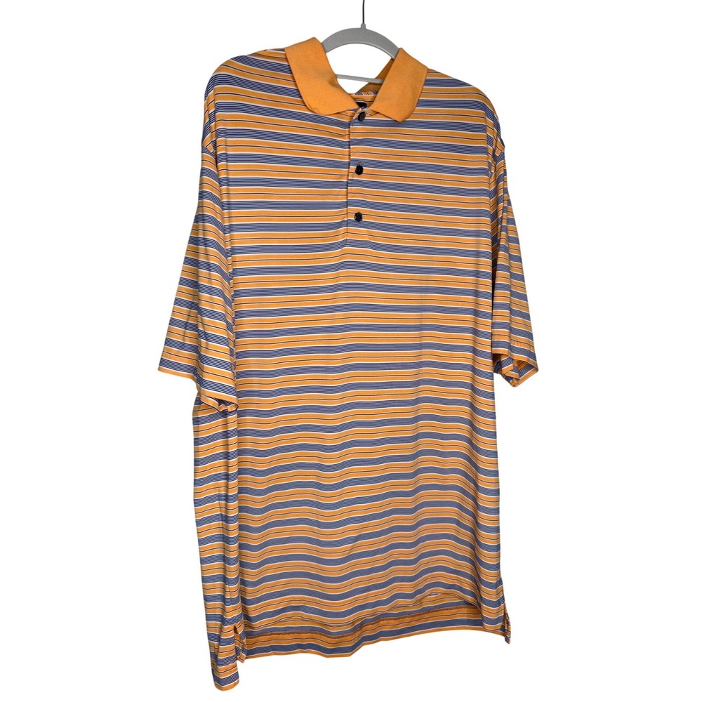 Foot Joy Yellow and blue striped polo golf shirt